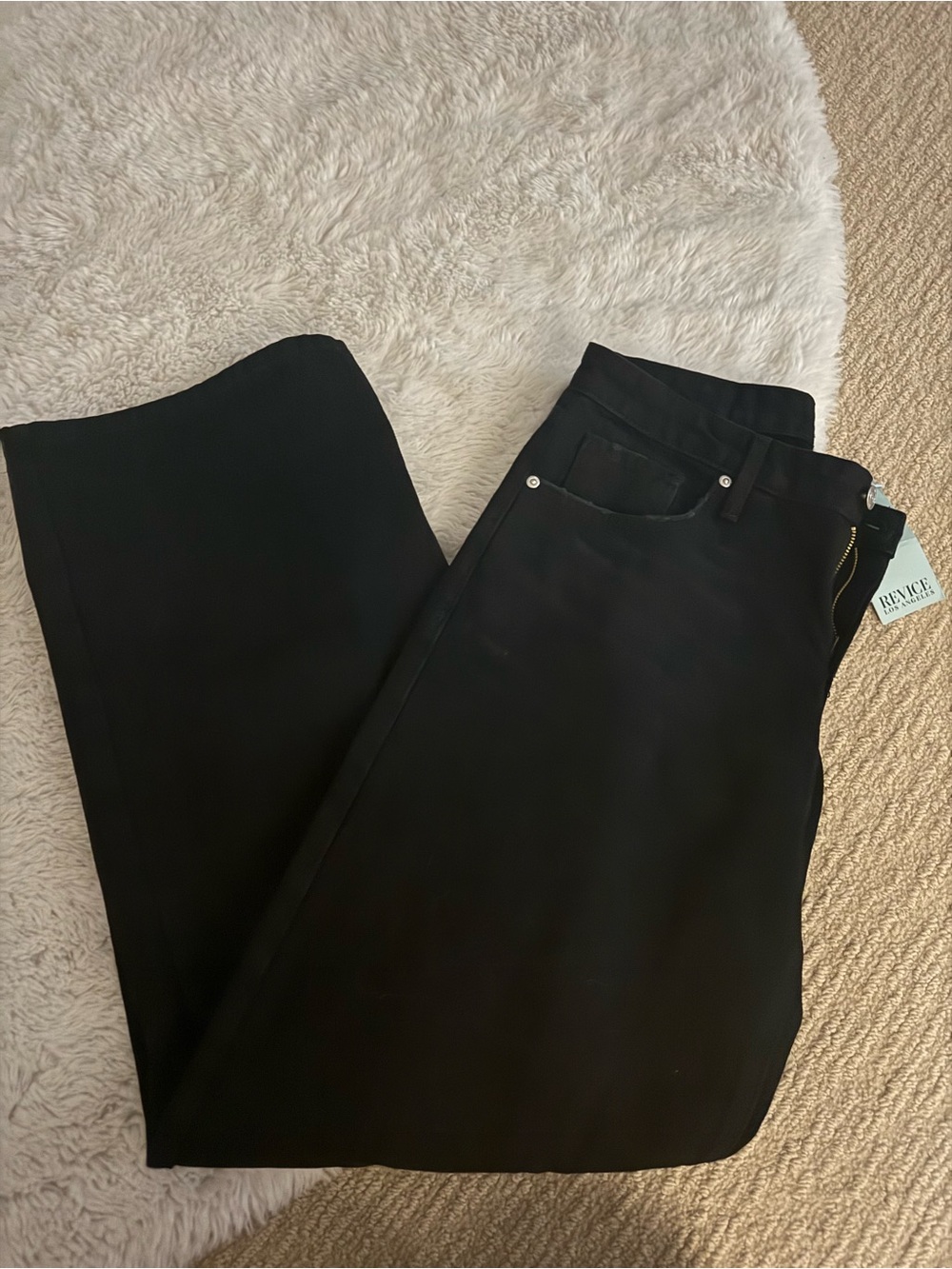 REVICE Black Faux Leather Pants